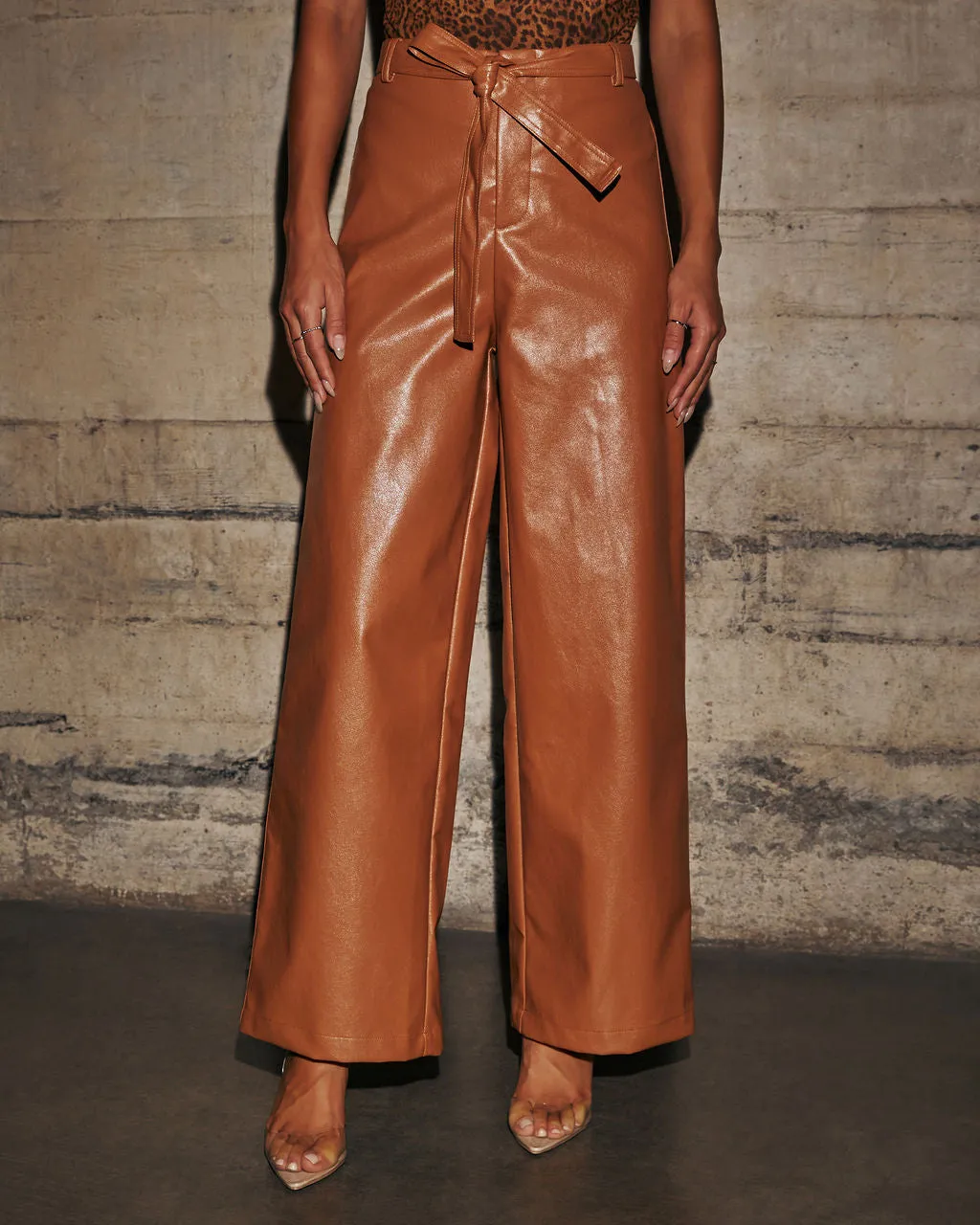 Hudgens Faux Leather Wide Leg Trouser