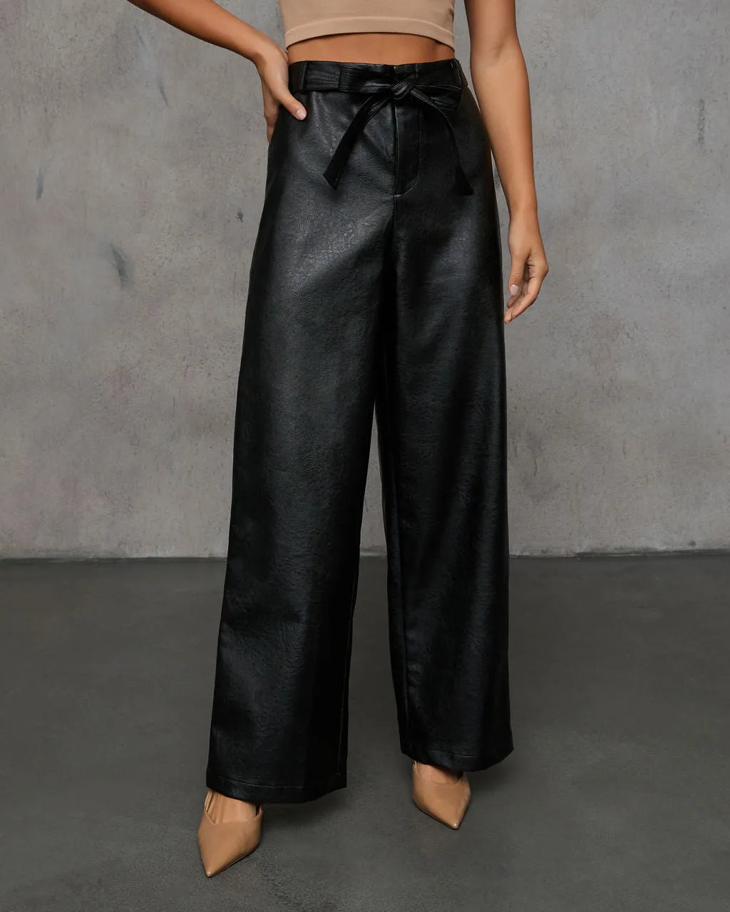 Hudgens Faux Leather Wide Leg Trouser