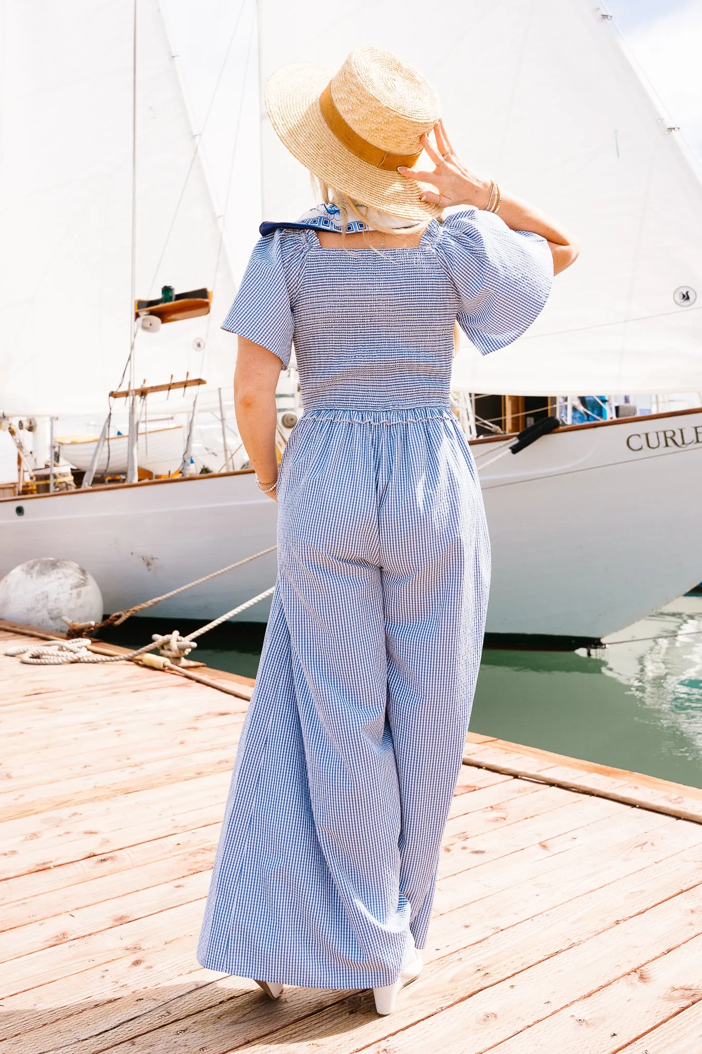 Indie Jumpsuit in Blue Gingham - FINAL SALE