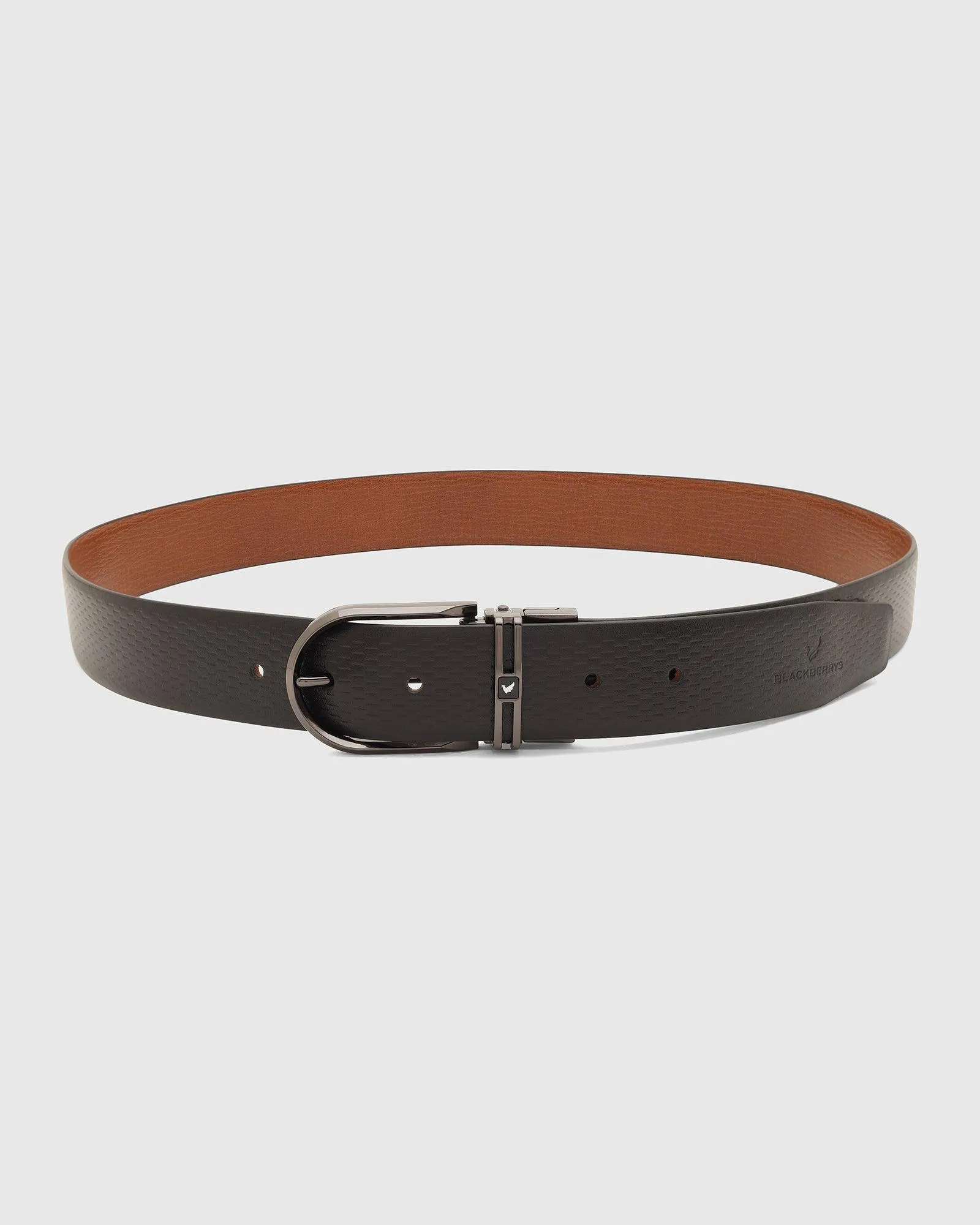 Leather Reversible Black & Tan Textured Belt - Tetra