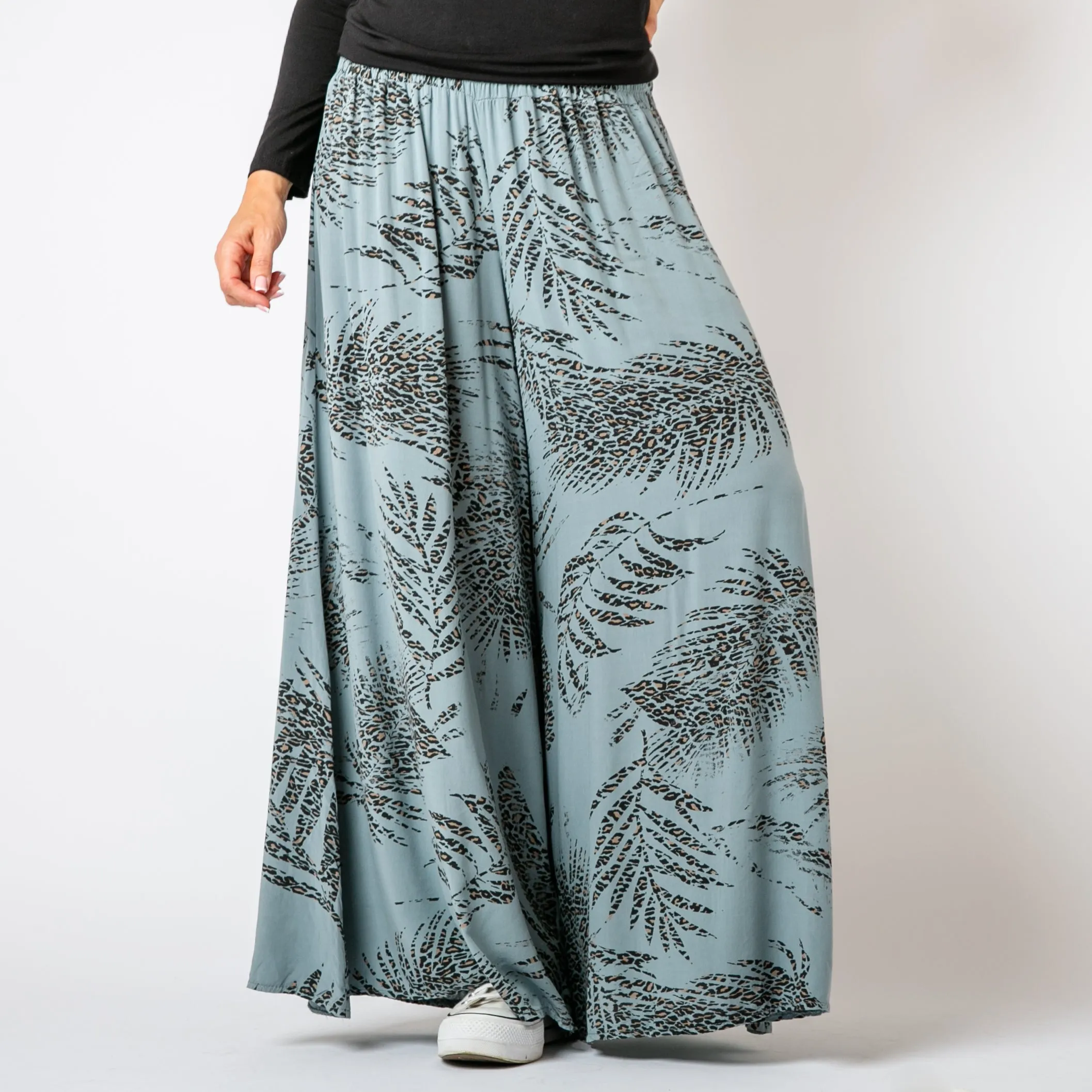 Leopard Leaf Wide Leg Trousers