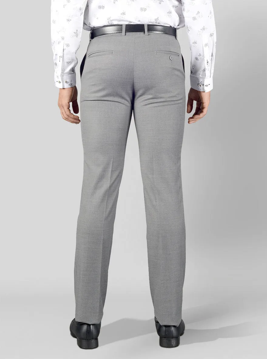 Light Grey Solid Regular Fit Formal Trouser | JadeBlue