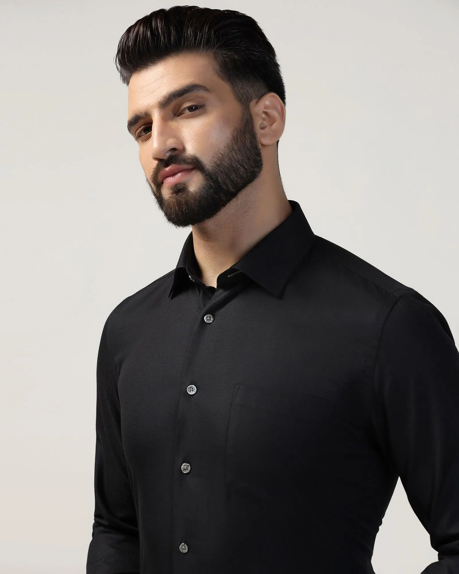 Luxe Formal Black Textured Shirt - Hazel