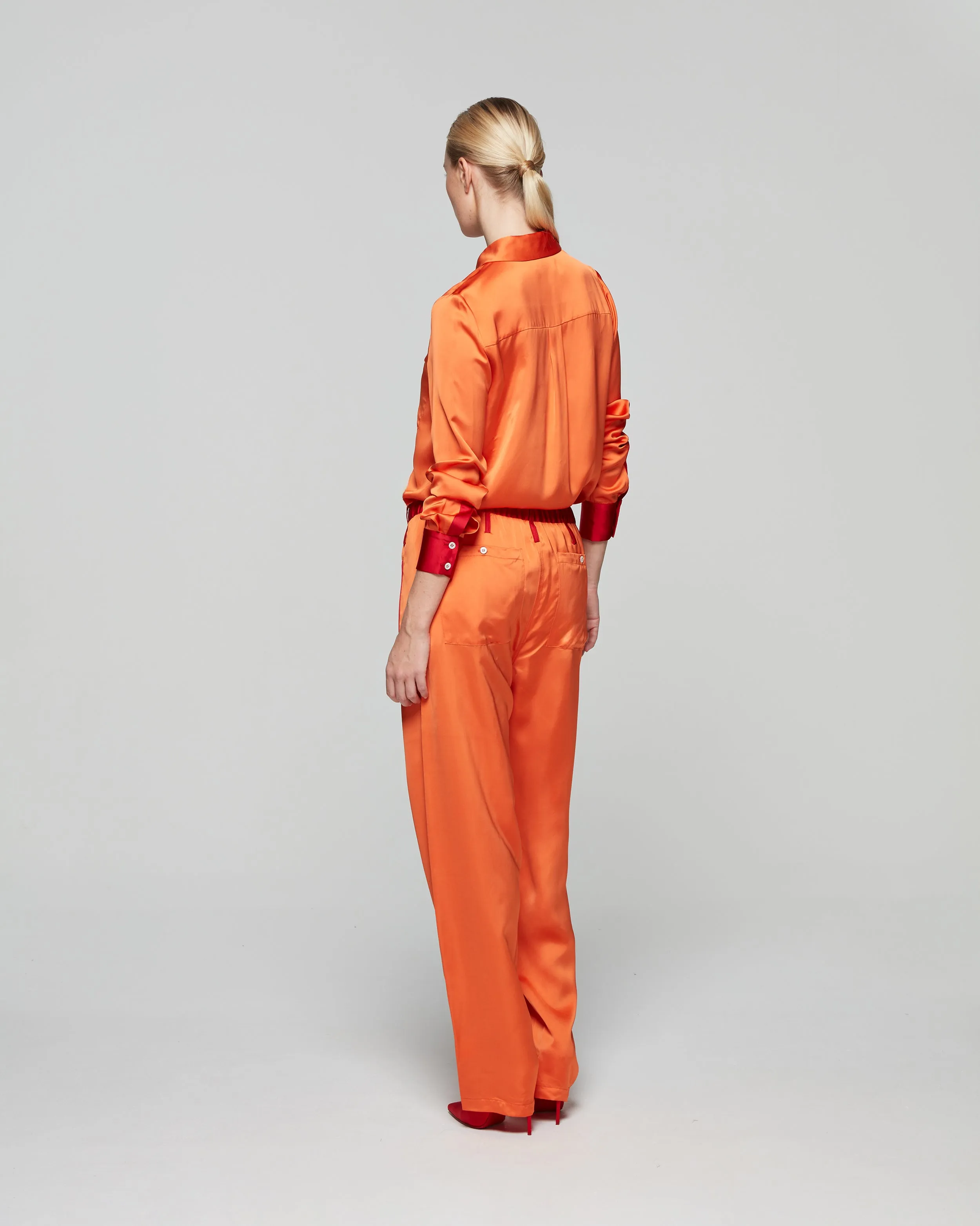 Matte Satin Utility Trouser - Burnt Orange