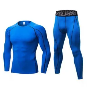 Men's Compression Running Suit Set - Long-sleeve Shirt & Pants for Fitness Training Activewear