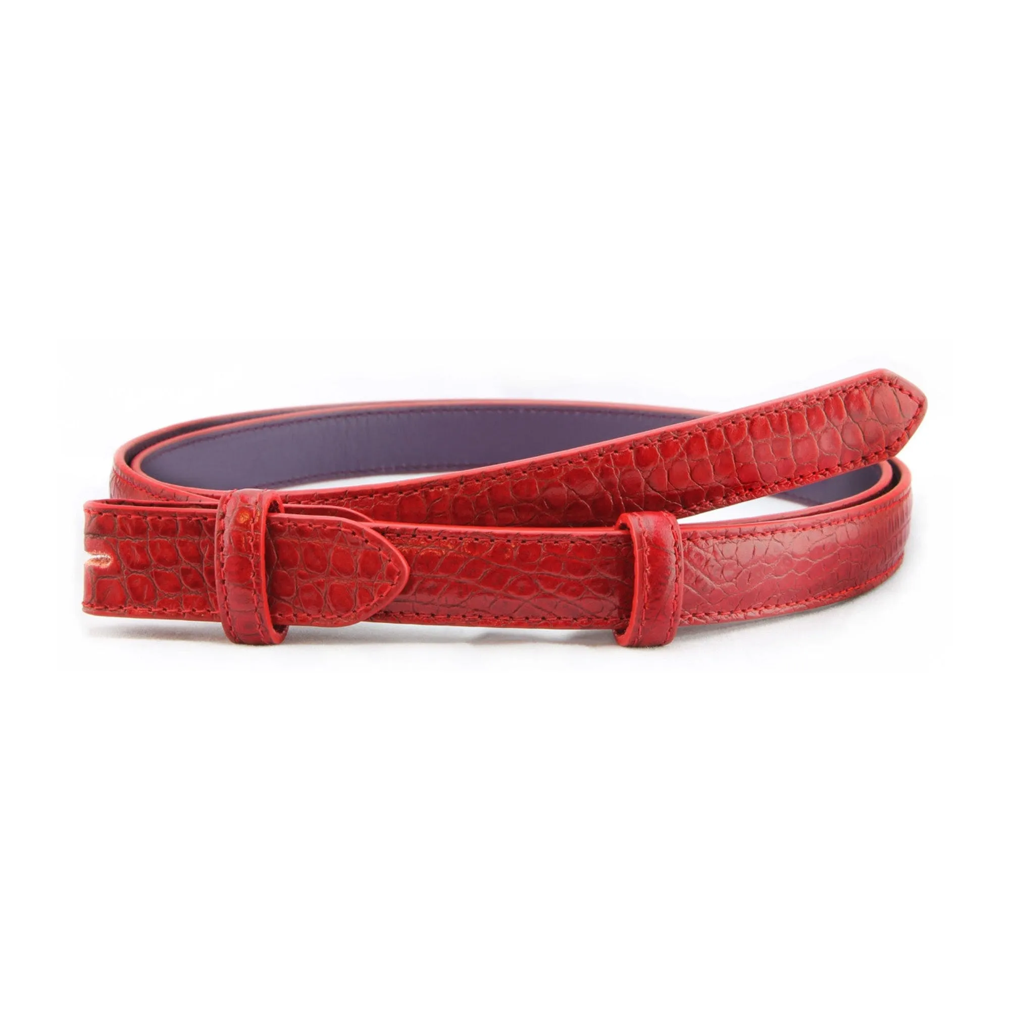 Mock Crocodile Skinny Belt Strap