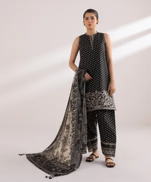 Monochrome '24-3 Piece - Embroidered Lawn Suit - 0U3Pesg24V48