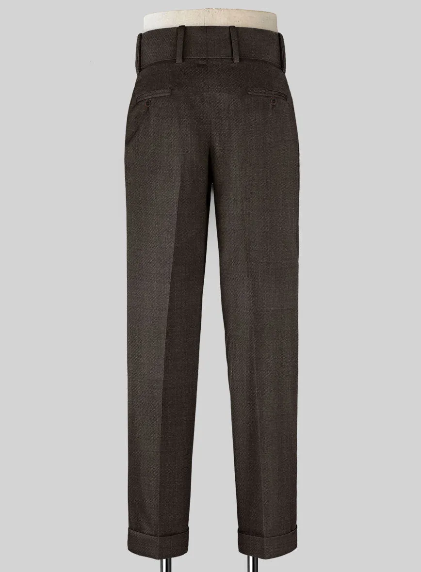 Napolean Sharkskin Brown Double Gurkha Wool Trousers