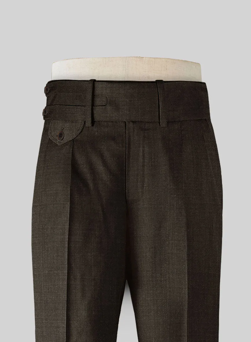 Napolean Sharkskin Brown Double Gurkha Wool Trousers