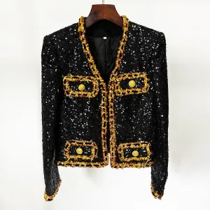 Natasha Long Sleeve Golden Lining Sequined Jacket