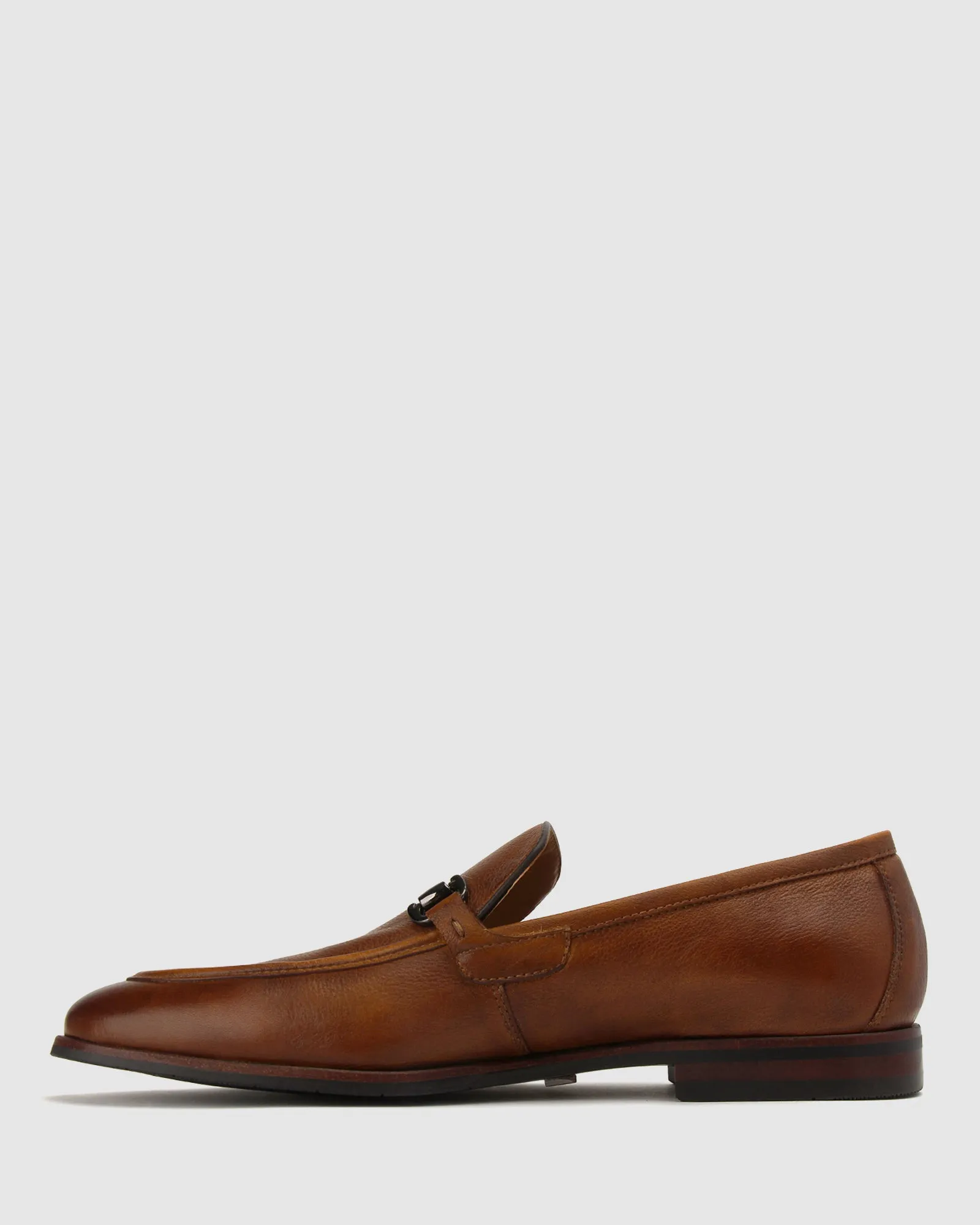 NATE Leather Buckle Trim Loafers