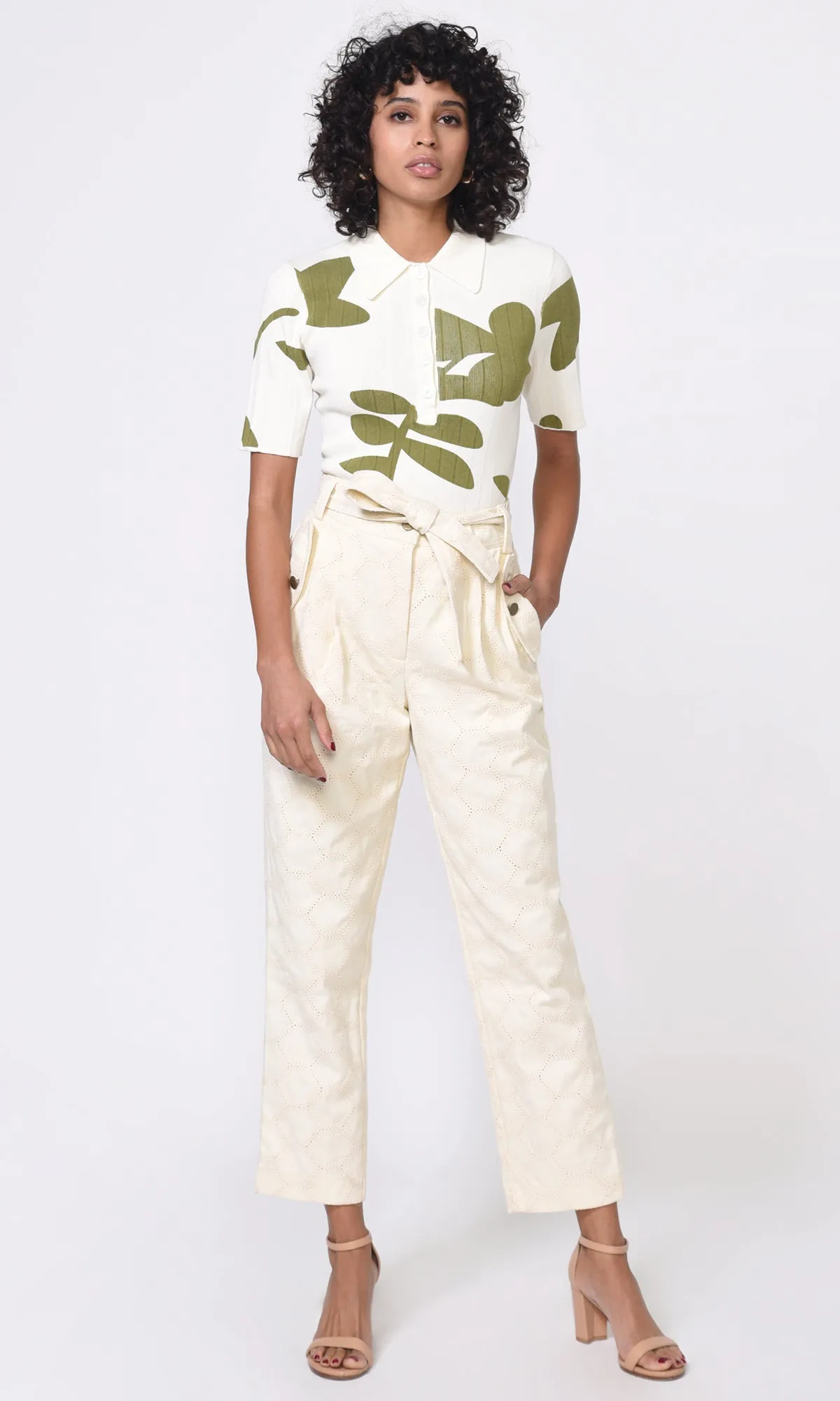 Nola Embroidered Twill Pant