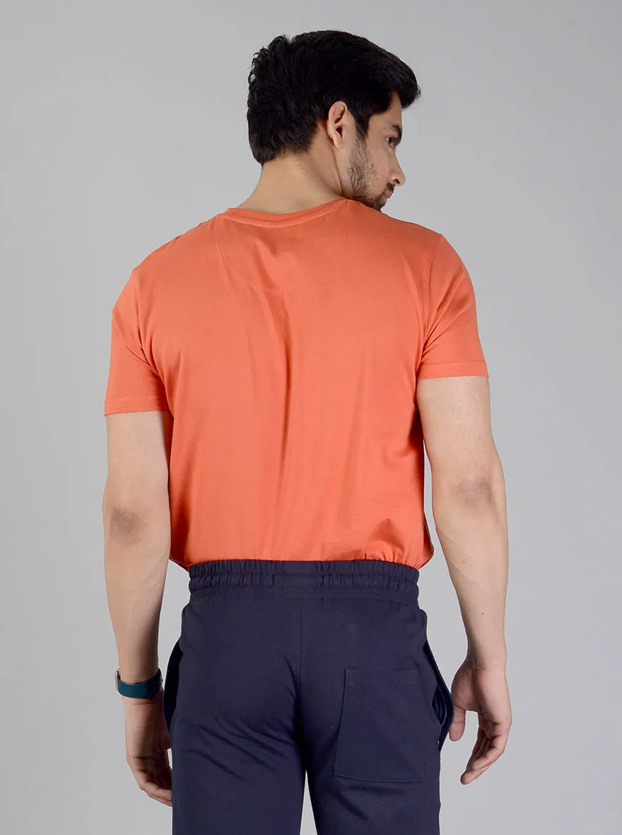 Orange Solid Slim Fit T-shirt | JadeBlue