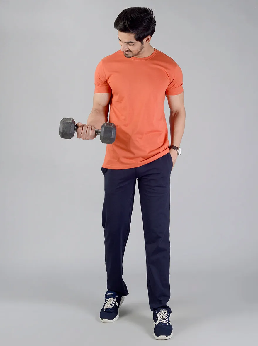 Orange Solid Slim Fit T-shirt | JadeBlue