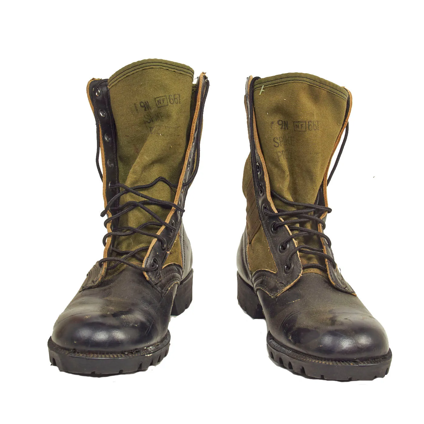 Original U.S. Vietnam War Jungle Fatigue Uniform Set with 1967 Dated Jungle Boots and Cap