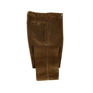 Pleated easy pants in tobacco brown Brisbane Moss cotton corduroy (restock)