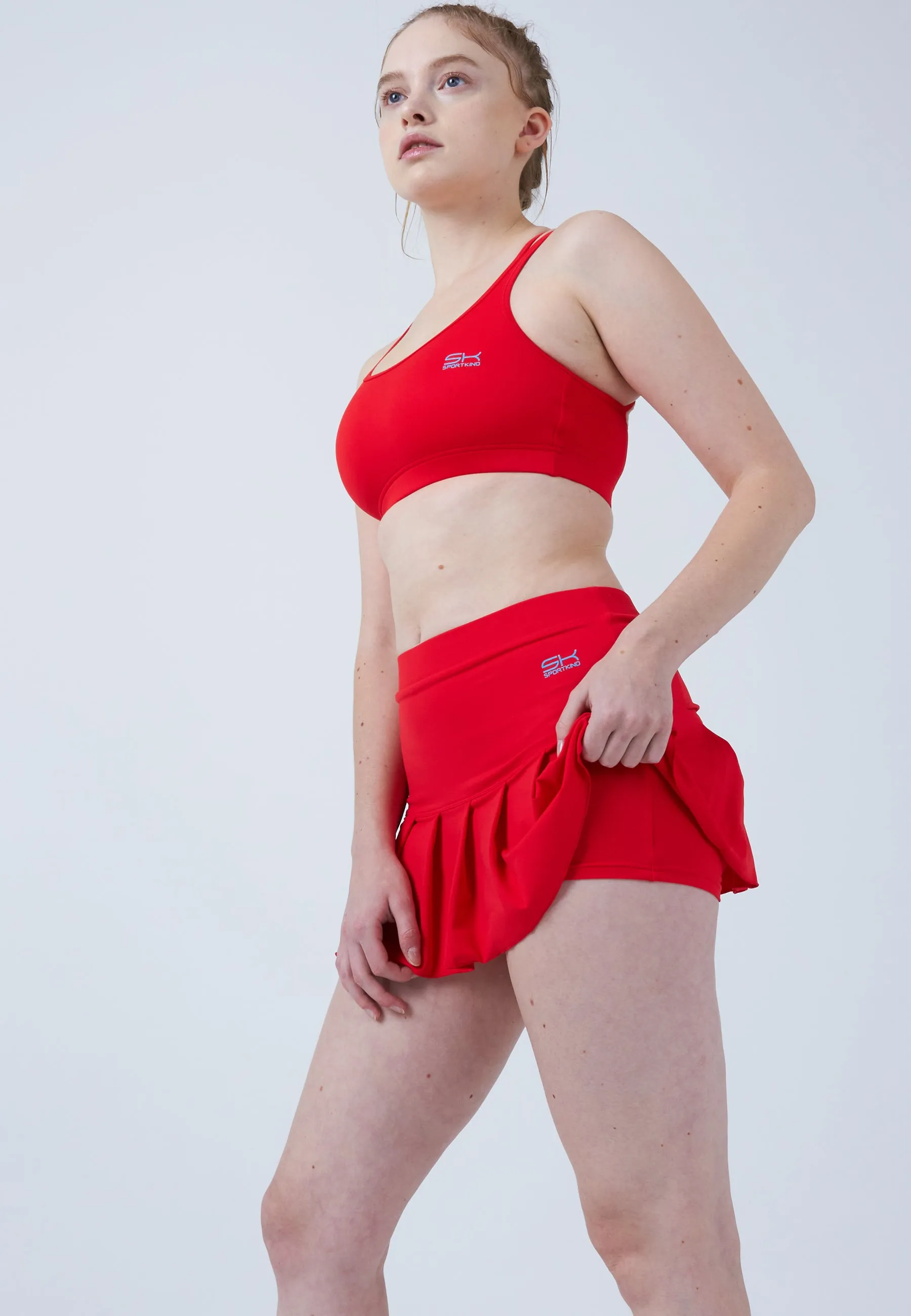 Pleated Tennis Skort, red