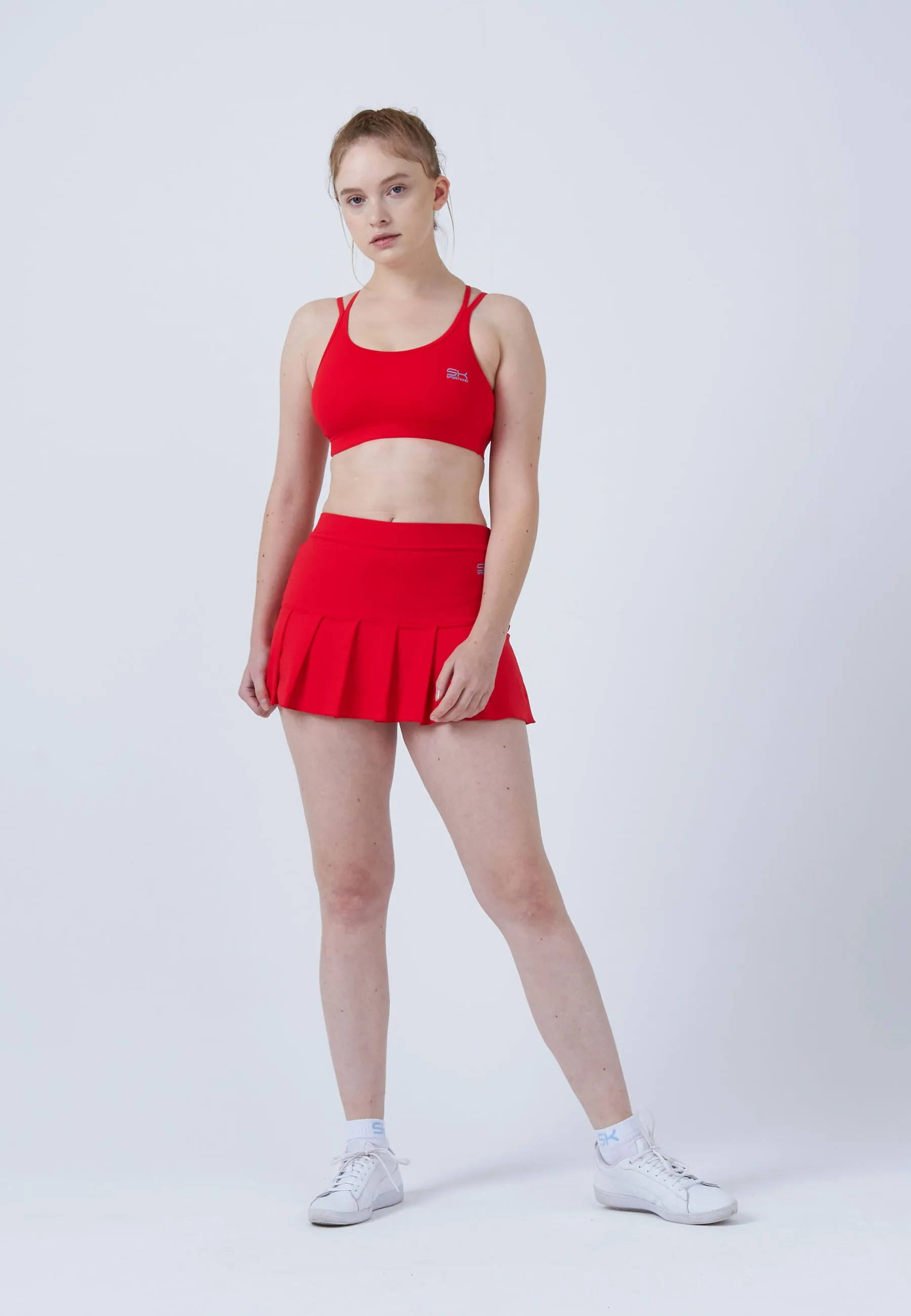 Pleated Tennis Skort, red