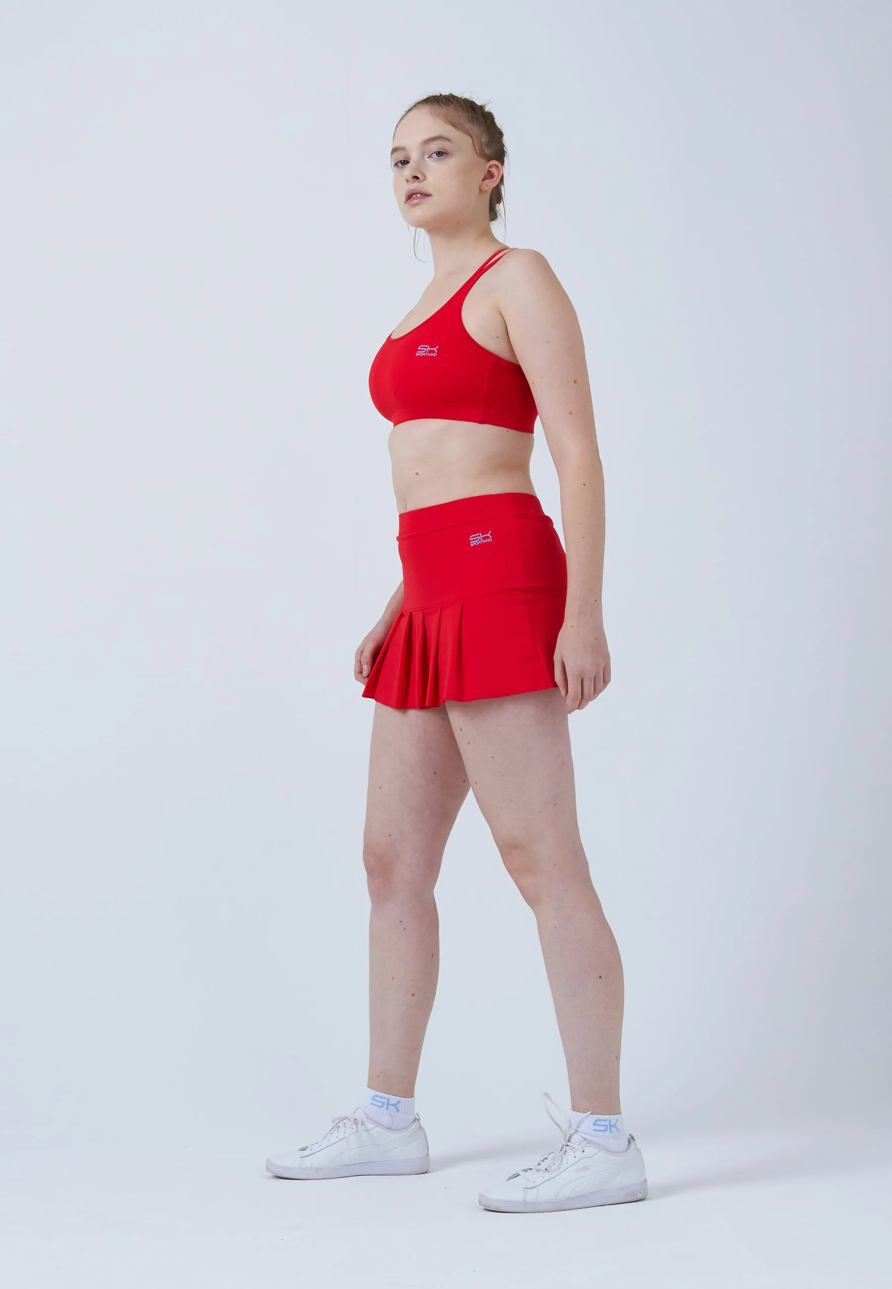 Pleated Tennis Skort, red