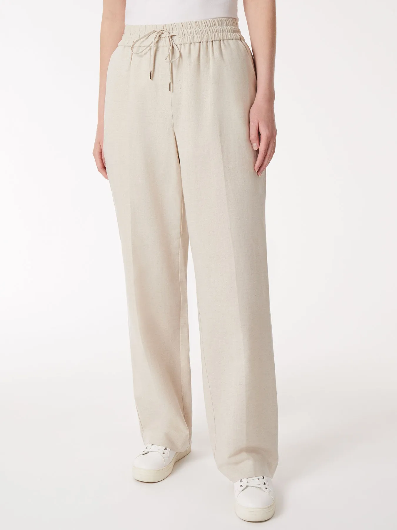 Plus Size Pull-On Linen Drawstring Trousers