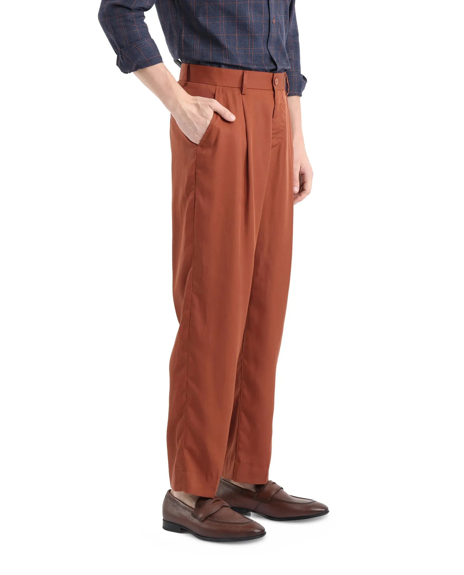 RARE RABBIT MENS MEMOS RUST SOLID TROUSER