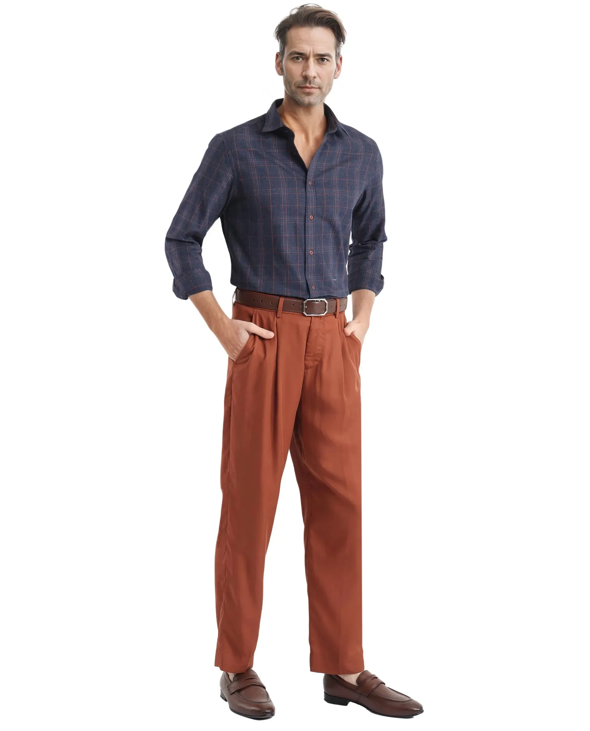 RARE RABBIT MENS MEMOS RUST SOLID TROUSER