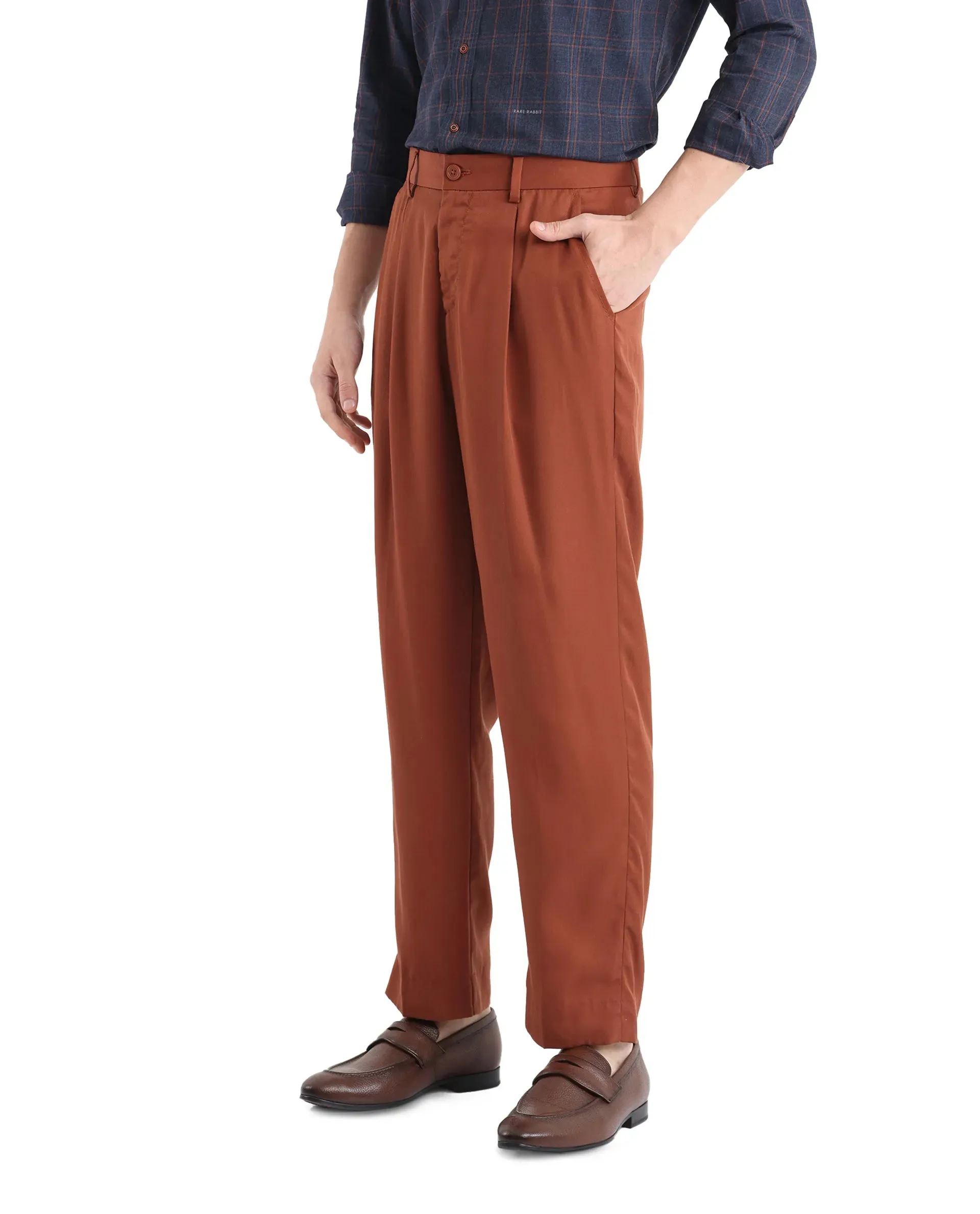 RARE RABBIT MENS MEMOS RUST SOLID TROUSER