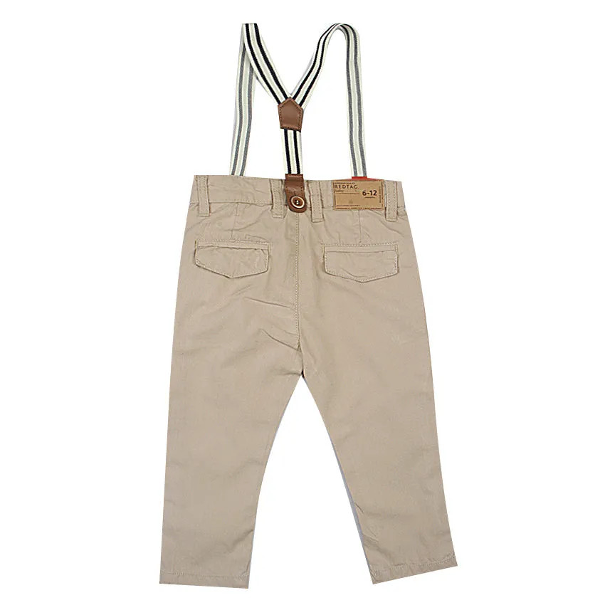 REDTAG Beige Suspender Casual Trousers for Toddlers