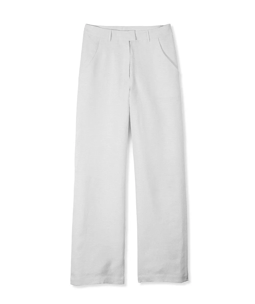 SAMPLE SALE<br>White Linen Wide Leg Trousers<br>Size 6