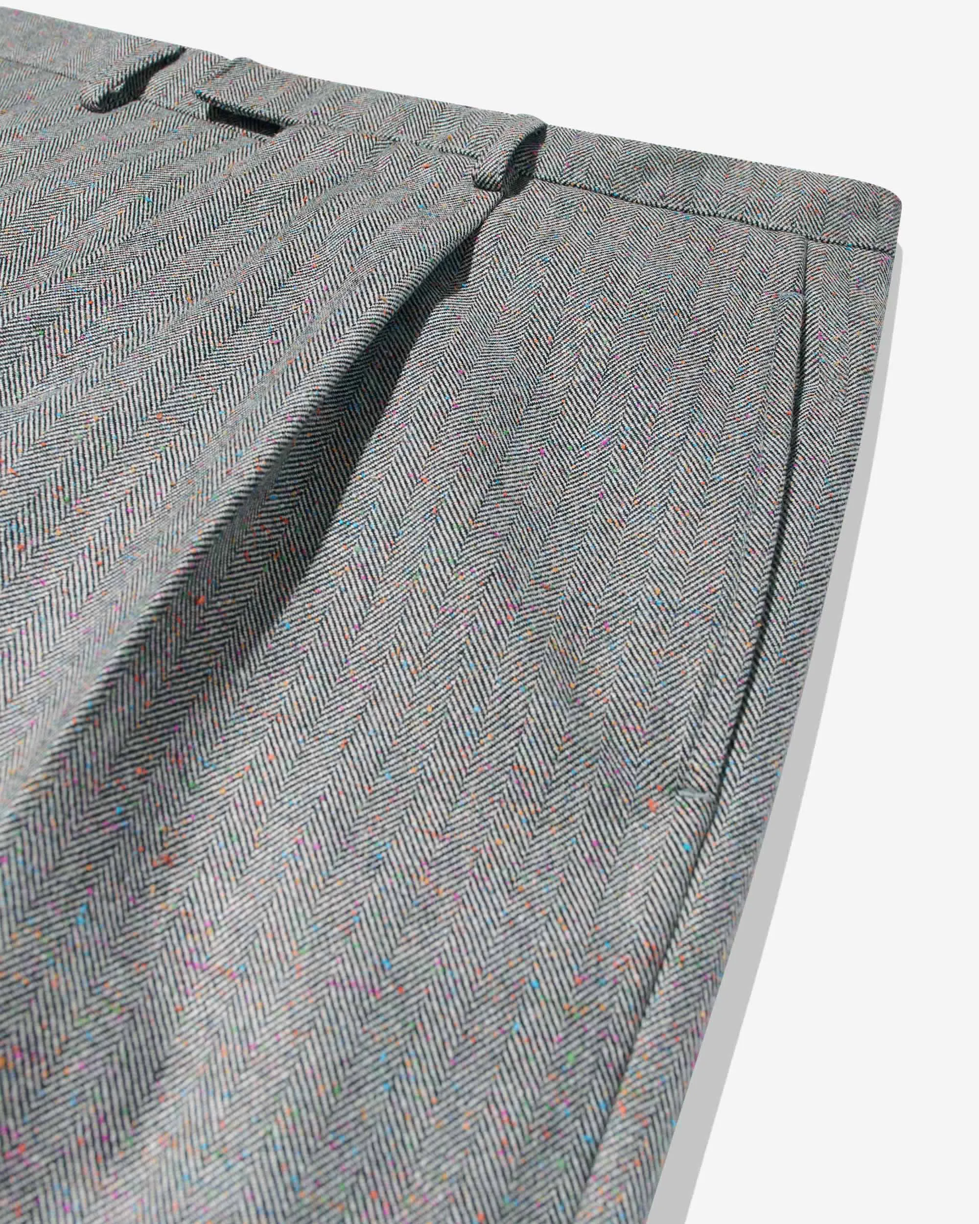 Single-Pleat Herringbone Donegal Trousers