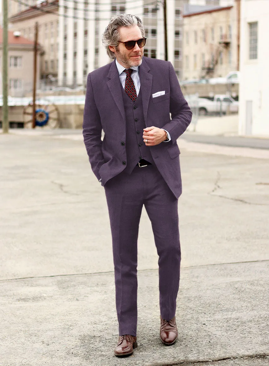 Solbiati Art Du Lin Dark Lavender Linen Suit