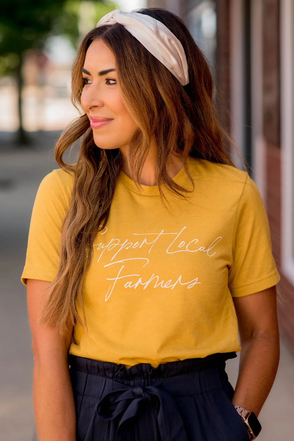 Support Local Farmers Cursive Graphic Tee