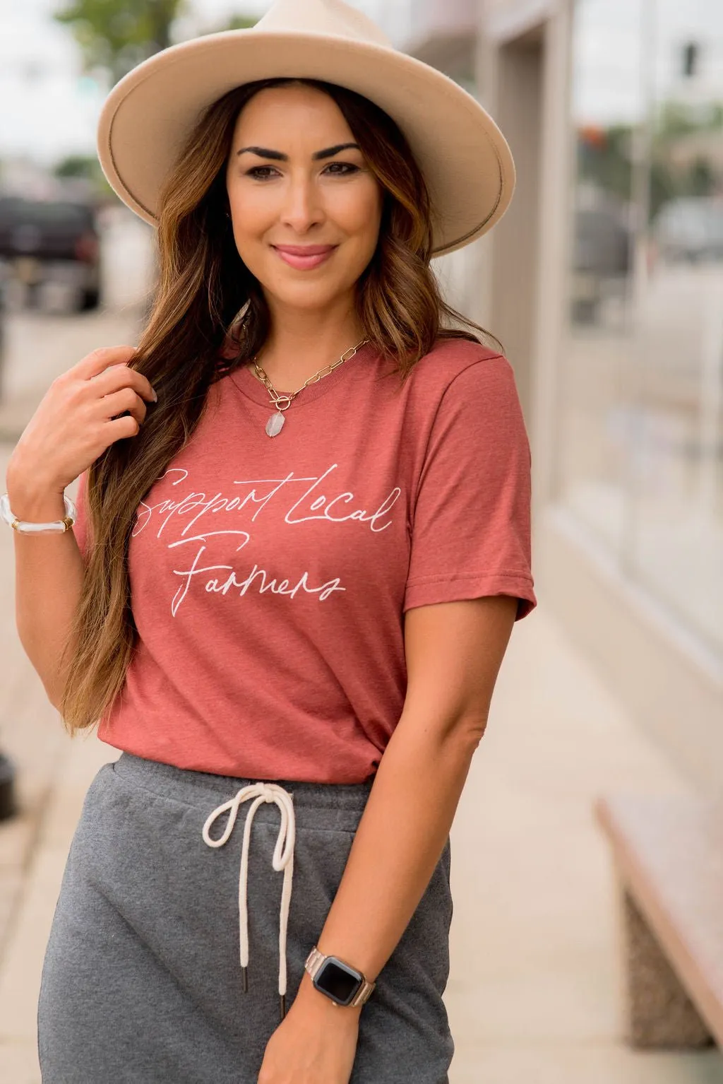 Support Local Farmers Cursive Graphic Tee