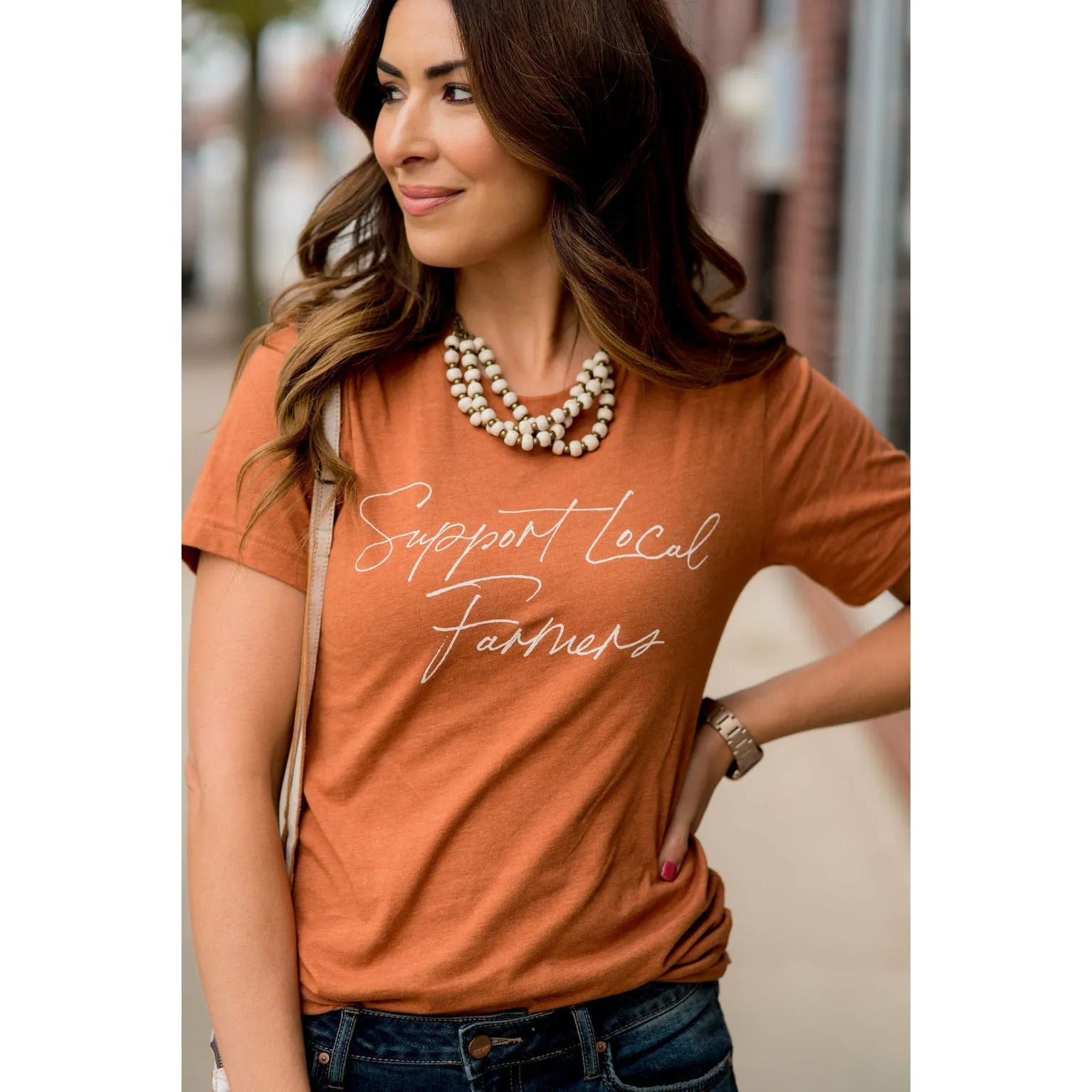 Support Local Farmers Cursive Graphic Tee