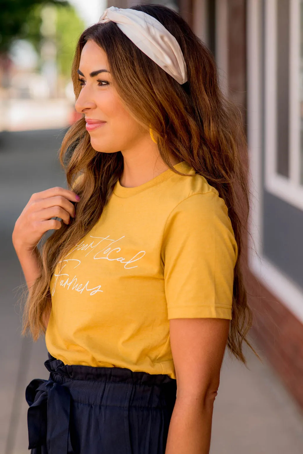 Support Local Farmers Cursive Graphic Tee