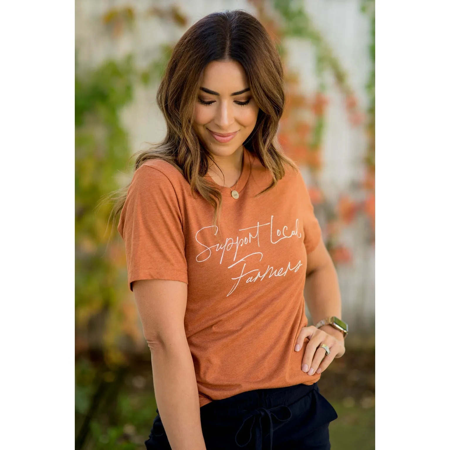 Support Local Farmers Cursive Graphic Tee