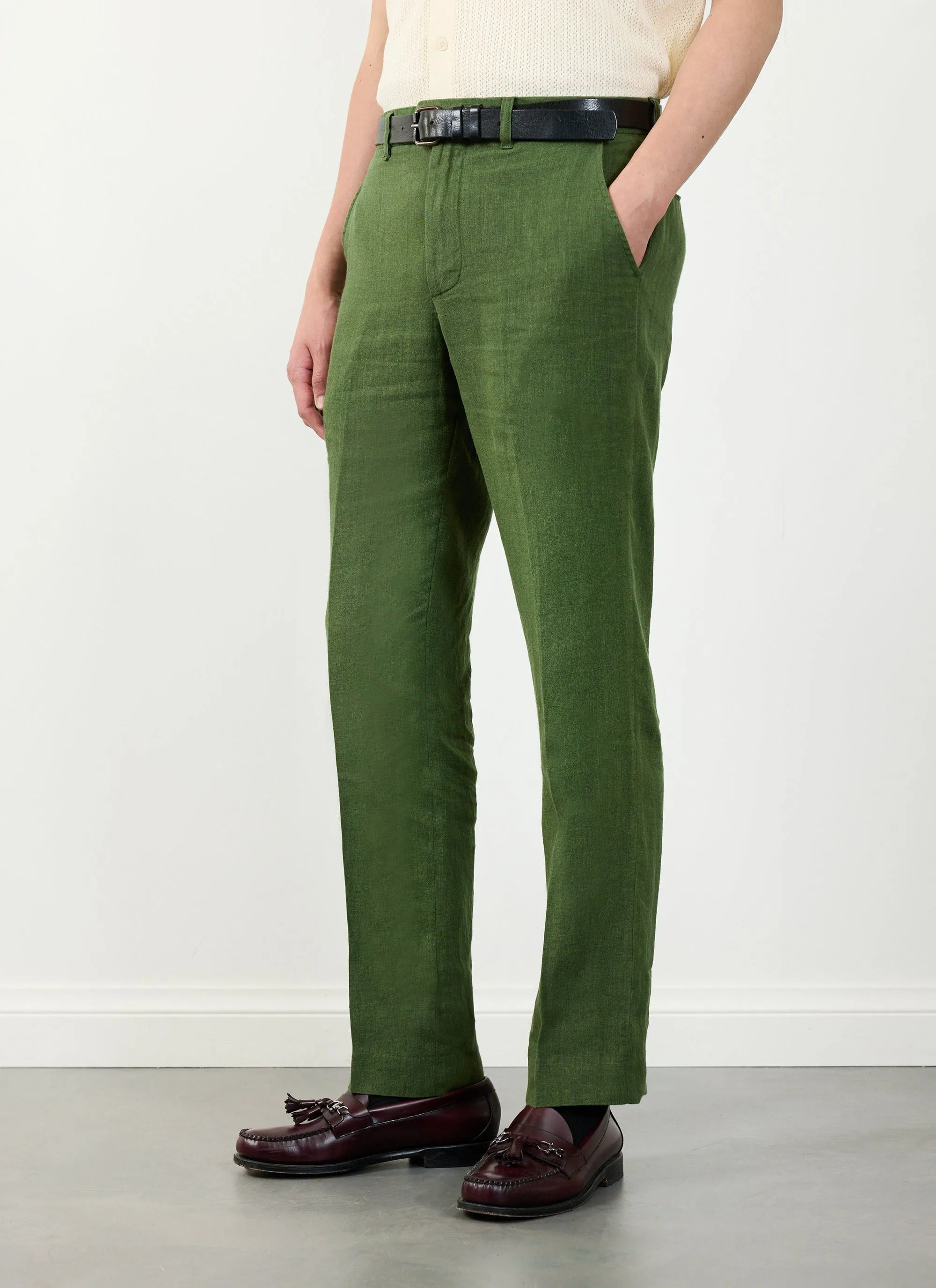 Tailored Linen Trousers | Forest