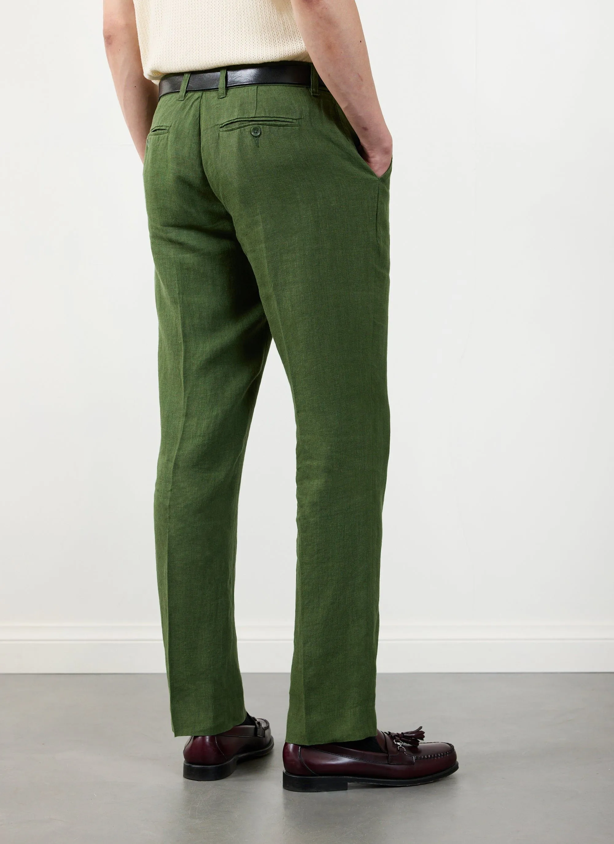 Tailored Linen Trousers | Forest