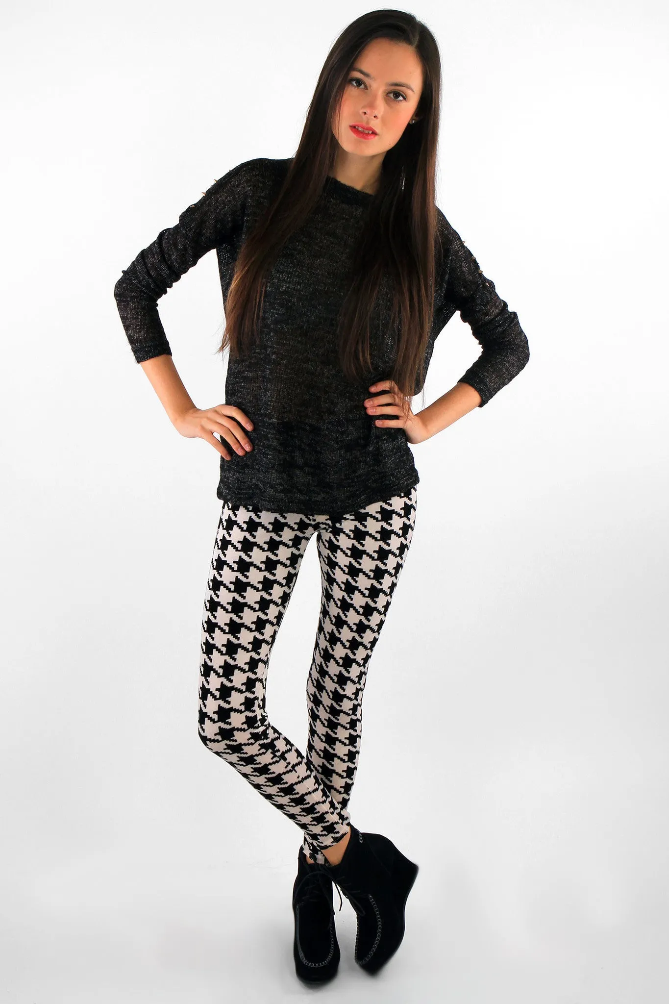 Velvet Texture Check Leggings