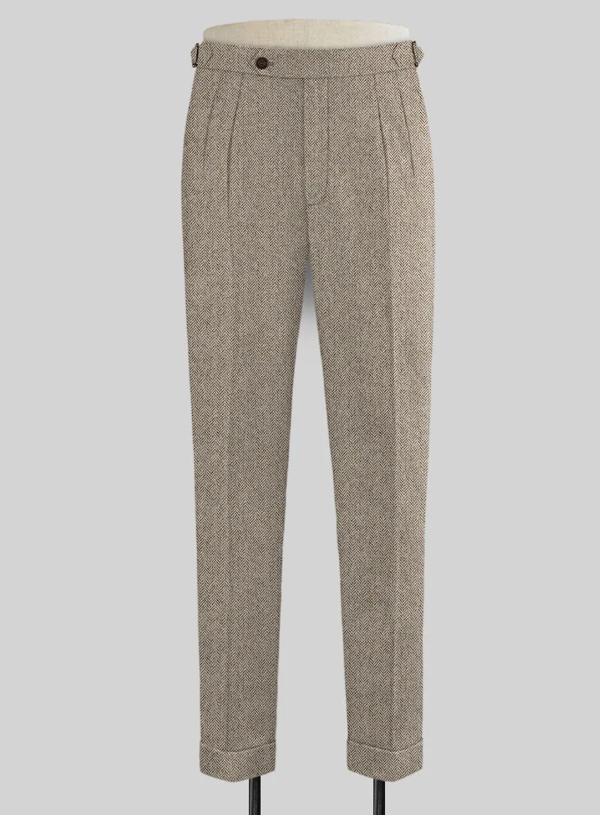 Vintage Herringbone Brown Tweed Highland Trousers