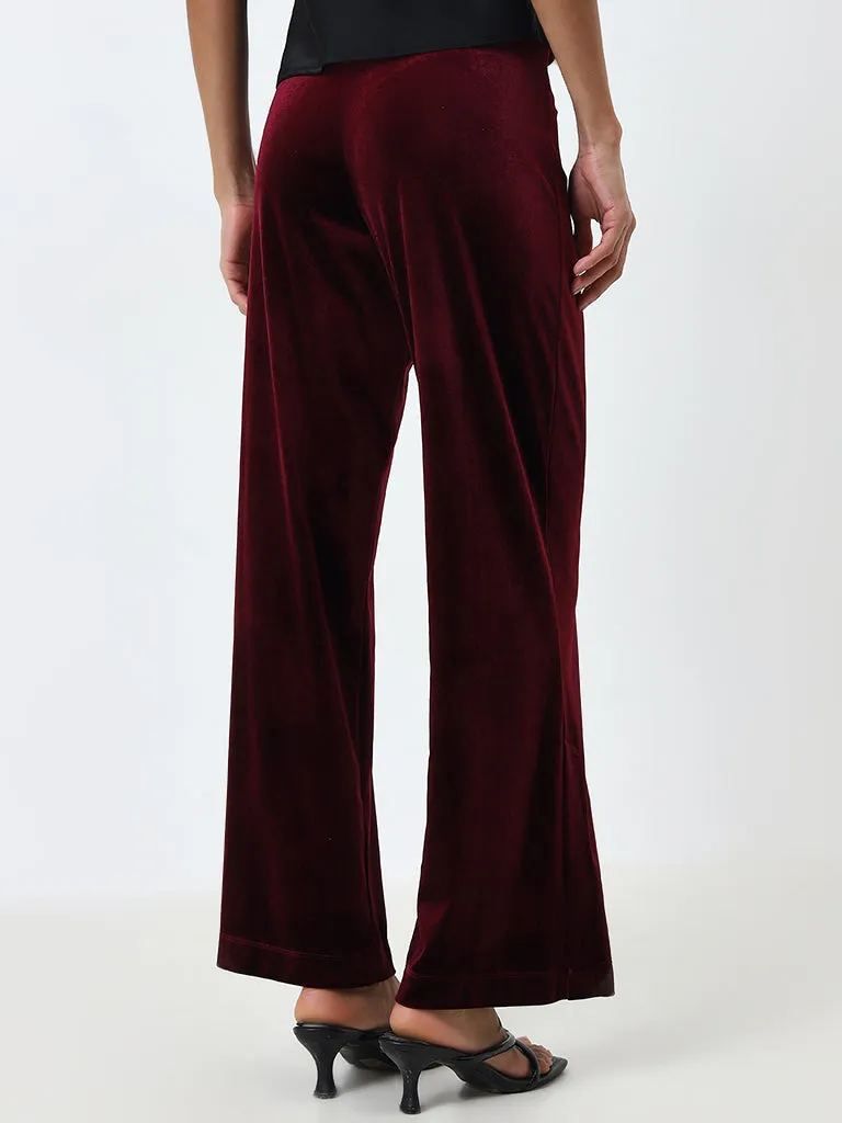 Wardrobe Burgundy High-Rise Pants