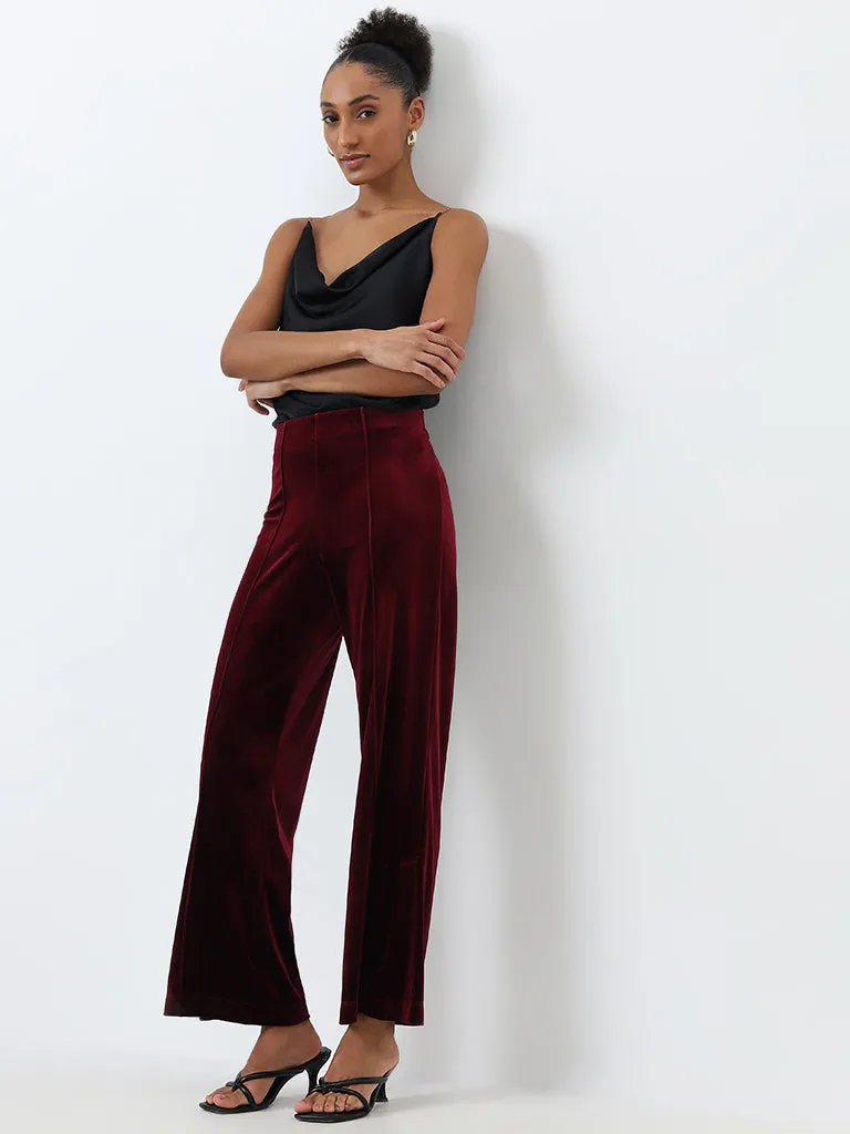 Wardrobe Burgundy High-Rise Pants