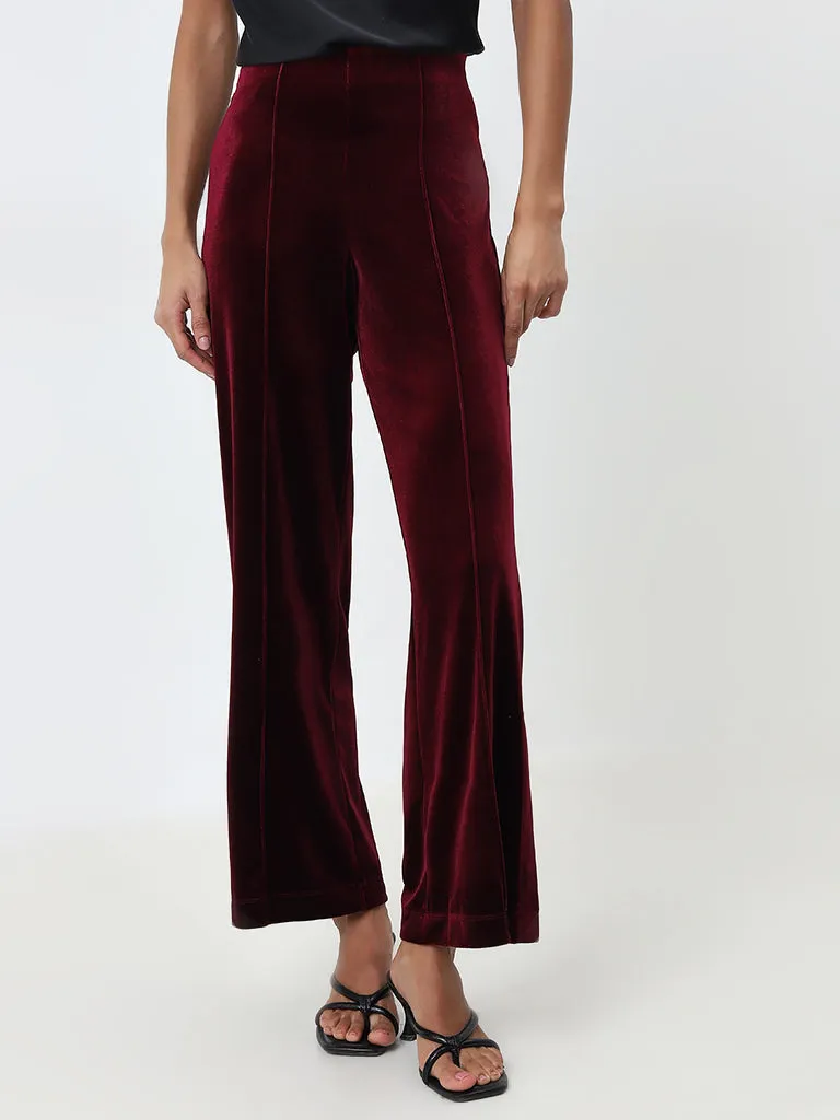 Wardrobe Burgundy High-Rise Pants