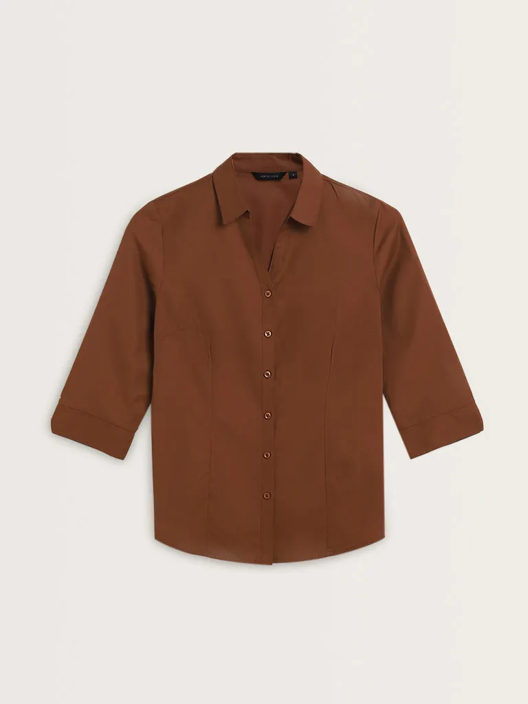 Wardrobe Tan Solid Shirt