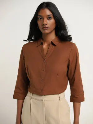 Wardrobe Tan Solid Shirt