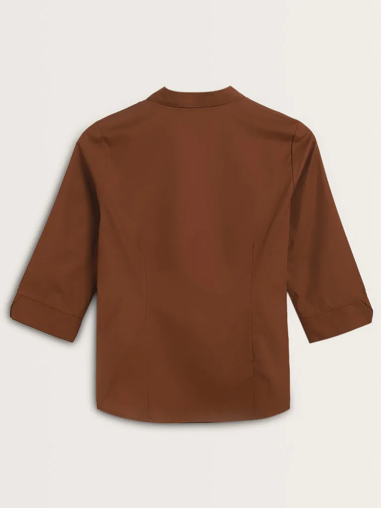 Wardrobe Tan Solid Shirt