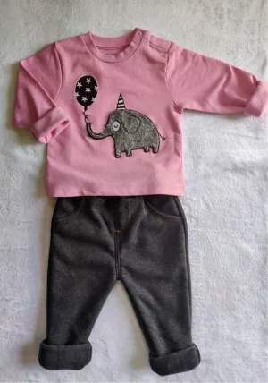 Winter Elephant Sweatshirt And Gray Trouser Set