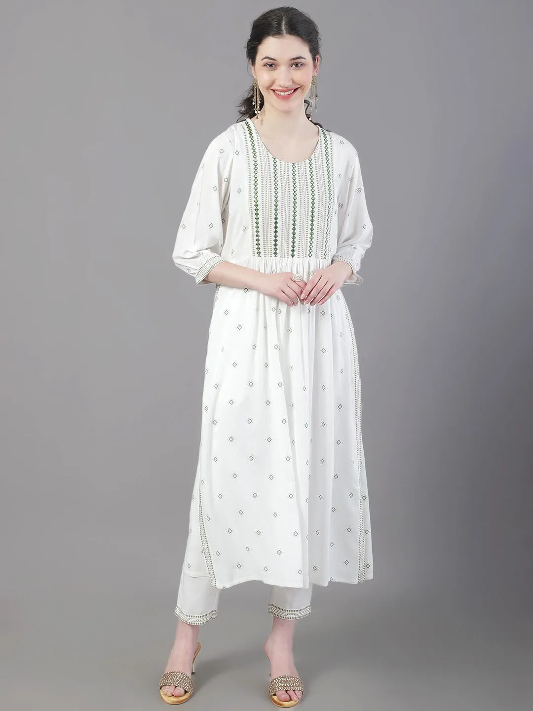 Women Ethnic Motifs Embroidered Mirror Work Kurta With Trousers & Dupatta