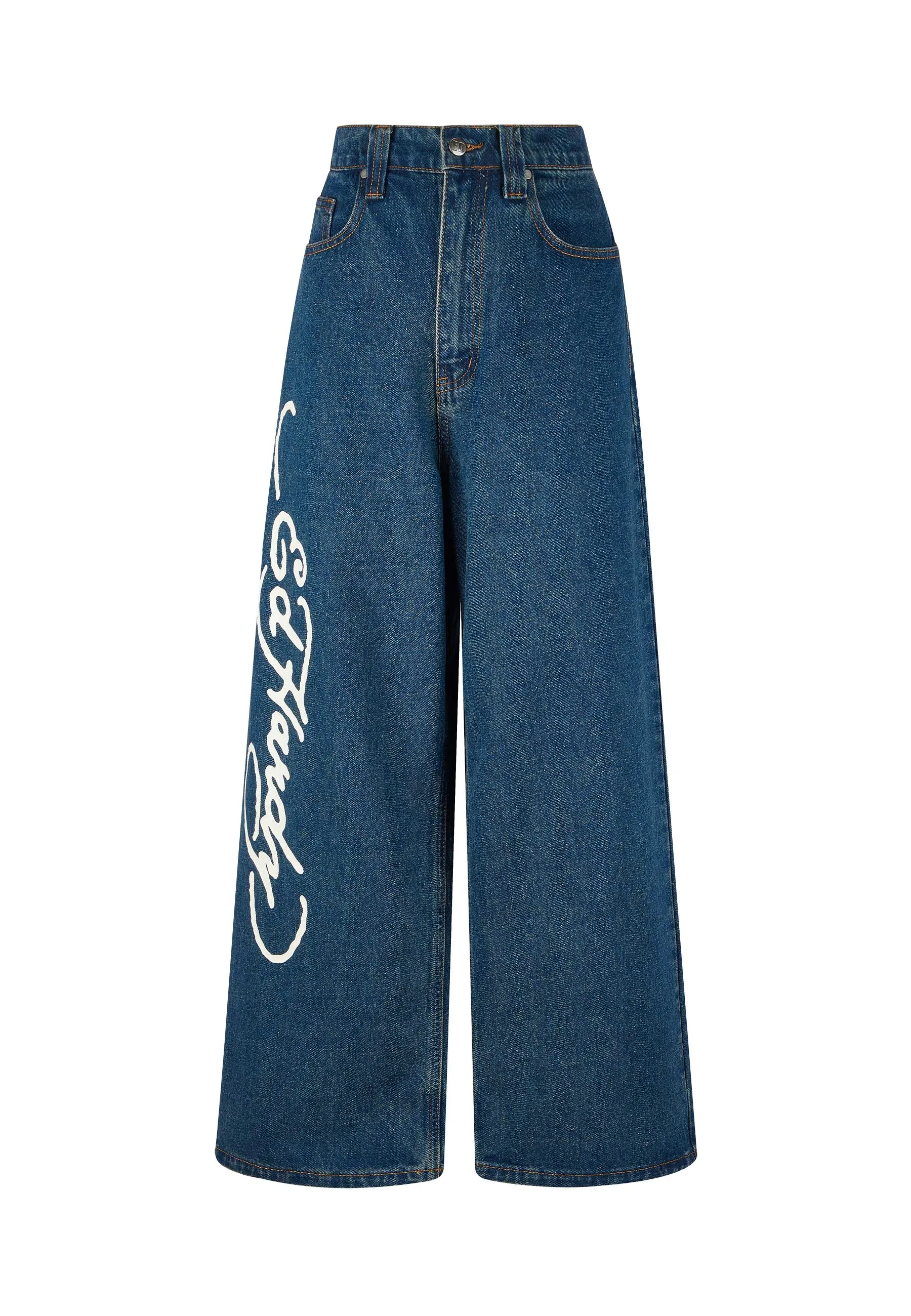 Womens Ny City Xtra Oversized Denim Trousers Jeans - Indigo