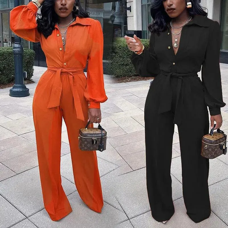 Women's Temperament Sleeve Wide Leg Pants Casual Suit